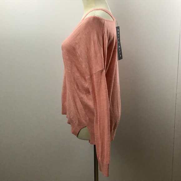 Lumiere Womens Cold Shoulder Peach Top Small Long Sleeve NWT - Picture 3 of 8